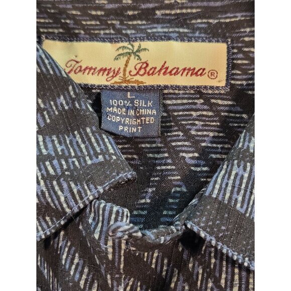 Tommy Tommy Bahama Silk Button Up Shirt Men Sz L Island Print Summer Pocket - Picture 6 of 7